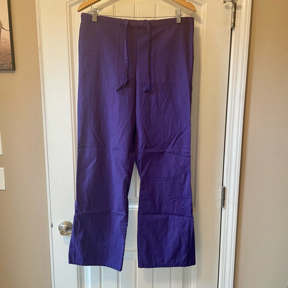 Landau Flare Leg Scrub Pants, Medium, Purple